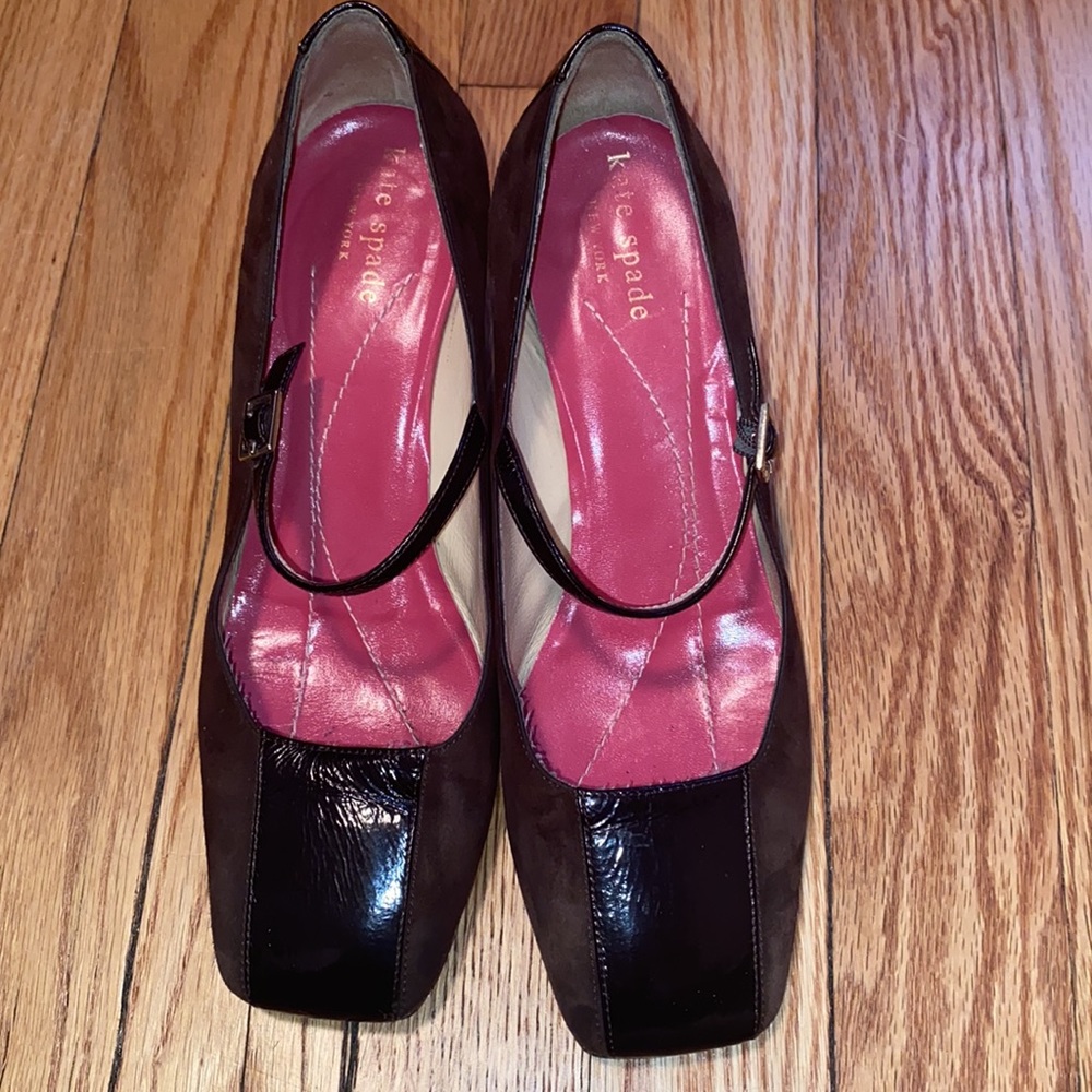 Kate Spade Suede w/Patent Mary Janes, Size 6